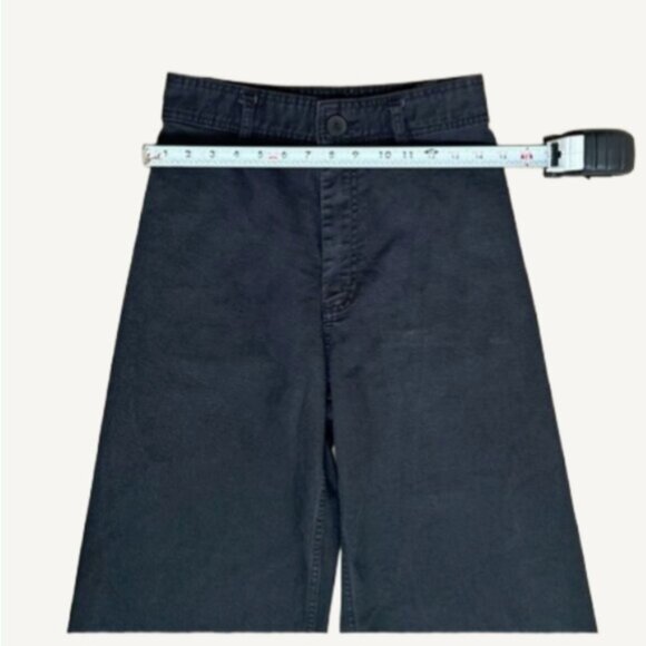 Zara High Rise Wide Leg Raw Hem Charcoal Denim Jeans Black Size 6 - Picture 11 of 11